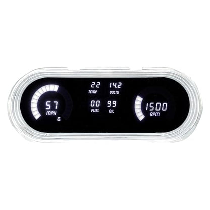 Intellitronix 1962-1965 Chevy Nova LED Digital Gauge Panel - Direct Fit Dash Replacement Cluster - Speedometer, Tachometer, Fuel, Oil, Temp & Volts - (Bezel Not Included) DP8001W (White)