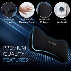 SAMSONITE Travel Neck Pillow – Memory Foam Car Seat Headrest Cushion, Ergonomic Neck Support for Driving, Adjustable, Comfortable Head Rest for Long Trips, Travel Pillow for Cars & Office Chairs