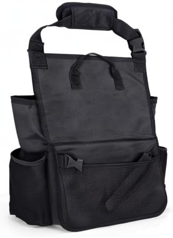 LUXJA Car Front Seat Organizer with Cover and Laptop Sleeve, Car Seat Organizer with Back Adjustable Straps, Black