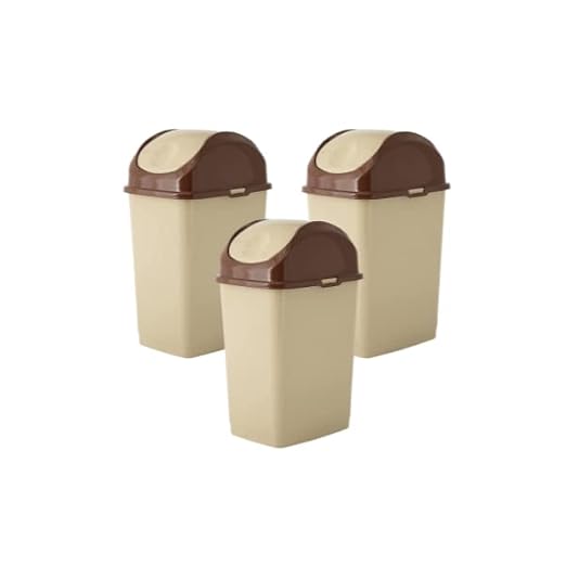 Superio Mini Desktop Trash Can with Swing Top Lid Portable Plastic Garbage Can for Countertop, Desktop, Make up Vanity, Bathroom, Car, Under Sink, Dorm, Compact Waste Bin 5 L, 1.25 Gal (3, Beige)