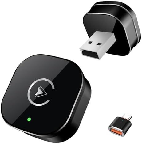 【2026 Upgarded】Wireless CarPlay Adapter for iPhone, Mini USB Design for Cars with Wired CarPlay, Fast Connection,5.8GHz WiFi,No Delay, Compatible with iOS 10+ & iPhone 6+, USB/Type C,Plug and Play