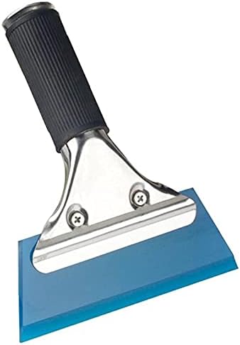 RockRose Pro Stainless Steel Squeegee Anti-Slip Handle with 5" Rubber Blue Max Blade Window - Auto Vinyl Wrapping, Auto Tint Film Installation Glass Mirror Shower Cleaning Car Wash Squeegee (2 Units)