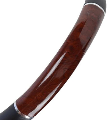 BDK Black/Dark Wood Grain Soft Leather Grip Big Rig Steering Wheel Cover for Trucks 18" Inch Large (Cherry Wood)