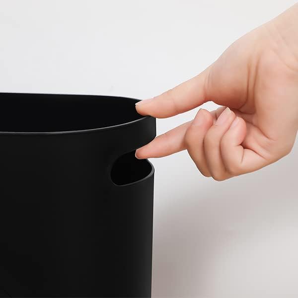 zoocatia Small Trash Can Garbage Can Container Bin with Handles 3 Gallons Plastic Wastebasket for Bathrooom, Bedroom, Office, Kitchen, Laudry Room, Dorm Room - Black + Grey