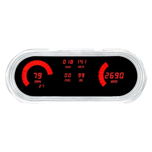 Intellitronix 1962-1965 Chevy Nova LED Digital Gauge Panel - Direct Fit Dash Replacement Cluster - Speedometer, Tachometer, Fuel, Oil, Temp & Volts - (Bezel Not Included) (Red)
