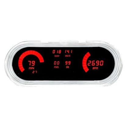 Intellitronix 1962-1965 Chevy Nova LED Digital Gauge Panel - Direct Fit Dash Replacement Cluster - Speedometer, Tachometer, Fuel, Oil, Temp & Volts - (Bezel Not Included) (Red)