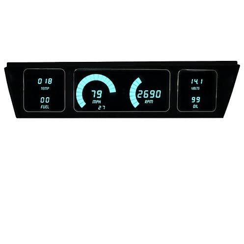 Intellitronix LED Digital Replacement Gauge Panel for 1977-1990 Chevrolet Impala & Caprice - Complete Dash Cluster Upgrade with Speedometer, Tachometer & Sending Units (Teal)
