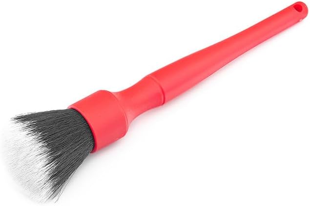 Detail Factory - Synthetic Detailing Brush Set - Long & Short Brush - Ultra-Soft Interior Car Cleaning Brushes for, Screens, Emblems, & Tight Spaces - Red