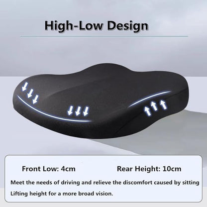 Adult Car Booster Seat Cushion, Car Seat Driver Height Boost Mat Memory Foam Car Seat Cushions Pad Improve Driving View Non-Slip 3D Office Chair Cushion Pressure Relief (Grey)