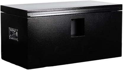 Heavy Duty Black Steel Truck Bed Tool Box, Trailer Tongue Storage Chest with Weatherproof Seal & Pneumatic Hinge for Pickup, RV, Utility Vehicles - 24 x 15 x 15