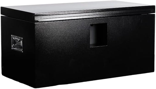 Heavy Duty Black Steel Truck Bed Tool Box, Trailer Tongue Storage Chest with Weatherproof Seal & Pneumatic Hinge for Pickup, RV, Utility Vehicles - 24 x 15 x 15
