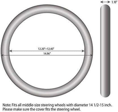 Elantrip Steering Wheel Cover Leather 14 1/2 to 15 inch Universal Padded Soft Grip Breathable for Car Truck SUV Jeep Anti Slip Blue and Black