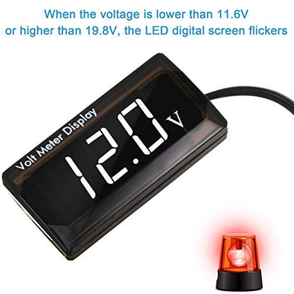 2 Pieces DC 4 to 28V Car Digital Voltmeter 12V Voltage Meter Car Audio Gauge LED Display 12V Waterproof Voltage Gauge Meter for Motorcycle(White Light)