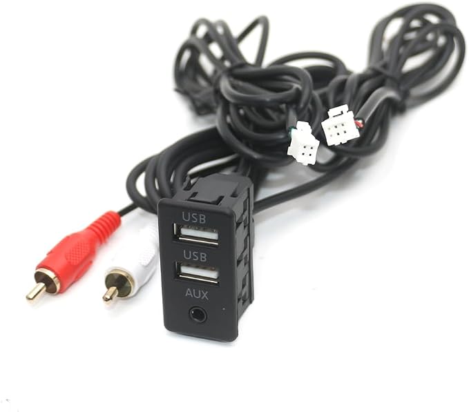 Car Dash Flush Mount 4 6Pin Dual Type-C USB Port Switch Panel 3.5mm AUX for RCA Interface Cable Adapter Android Multimedia Head Unit - (Color Name: I)