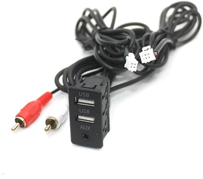 Car Dash Flush Mount 4 6Pin Dual Type-C USB Port Switch Panel 3.5mm AUX for RCA Interface Cable Adapter Android Multimedia Head Unit - (Color Name: I)
