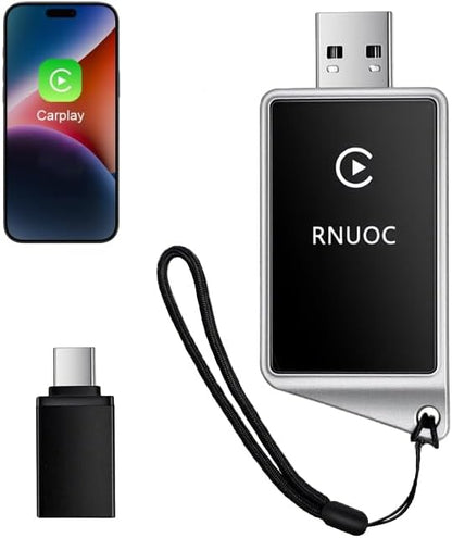 Wireless CarPlay Adapter for Apple iPhone - Zero Lag, Plug-and-Play Auto Connect WIFI & Bluetooth Control for Cars | Turns Factory Wired CarPlay to Wireless, from iOS 10+ to Screen w/USB C Car Adapter