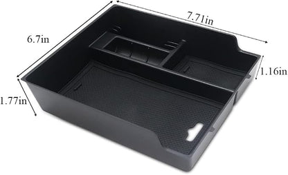 BestEvMod for Rivian R1T & Rivian R1S Accessories Center Console Organizer Tray Armrest Storage Box ABS Material with PVC Trim Compatible with Rivian R1T/R1S 2022 2023 2024 2025 Accessories(V2 Black)