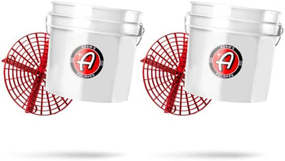 Adam's Polishes 3.5 Gallon Car Wash Buckets & Grit Guards (2 Pack) - Detailing Bucket for Washing & Storage | Stores Soap, Foam Cannon, Towels & More
