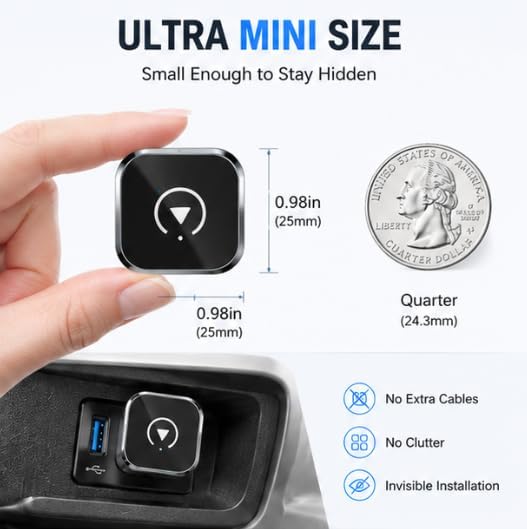 Wireless Carplay Adapter for Nissan Murano 2018-2019 SUV- Fast Auto-Connect with Premium Metal and Acrylic Glass Design