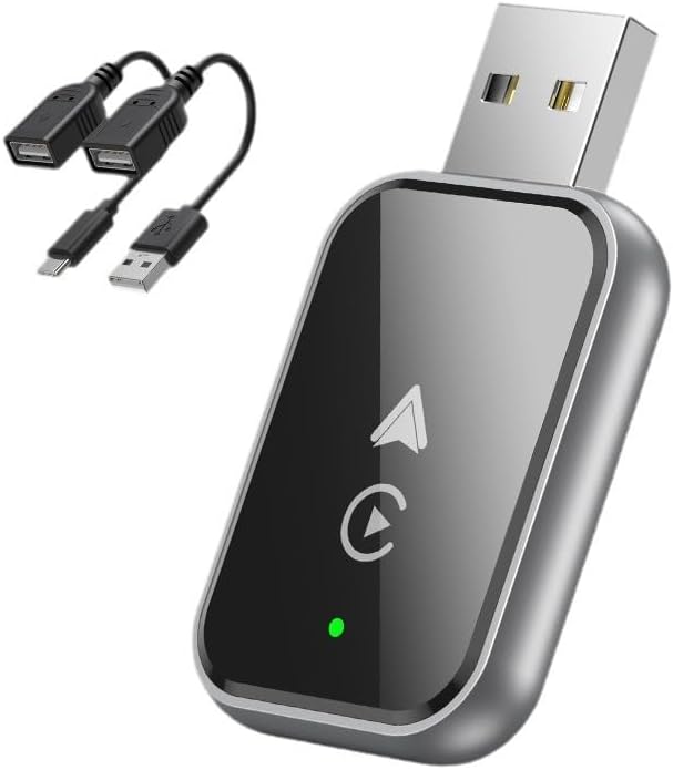 Wireless CarPaly & Android Adapter - Convert Factory Wired CarPlay to Wireless Car Play Dongle Plug, Work w/iPhone iOS 10+& Android 9+, 2 Cable Included USB A to USB C & A (Y7pro)