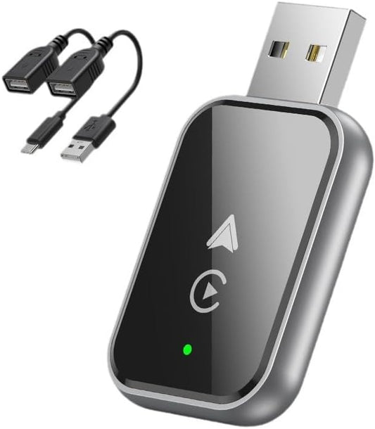 Wireless CarPaly & Android Adapter - Convert Factory Wired CarPlay to Wireless Car Play Dongle Plug, Work w/iPhone iOS 10+& Android 9+, 2 Cable Included USB A to USB C & A (Y7pro)