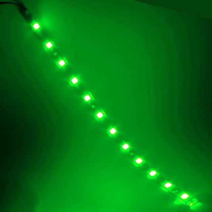 DC 12V Waterproof 1Ft 12 LED Strip Underbody Light with 6 inches Wires for Motor (Green,Pack of 6)