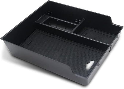 BestEvMod for Rivian R1T & Rivian R1S Accessories Center Console Organizer Tray Armrest Storage Box ABS Material with PVC Trim Compatible with Rivian R1T/R1S 2022 2023 2024 2025 Accessories(V2 Black)