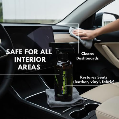 Interior Cleaner Kit for Tesla (16 oz), Made in USA | Seat Cleaner for Tesla, Safe on Vegan Leather, Fits Model S, 3, X, Y (2026), Includes Microfiber Cloth & Sponge