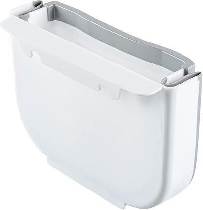 Restaurantware RW Base 10 x 7.2 x 7.3 Inch Foldable Trash Bin 1 Collapsible Mini Trash Can - Mountable U-Shaped Slot Gray Plastic Trash Can Detachable Retainer Plate With Fixed Feet