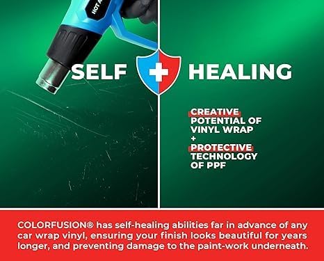 ColorFusion PPF by VViViD, Satin Chrome Stealth Green Dry Apply PPF Vinyl Car Wrap Roll 1ft x 5ft