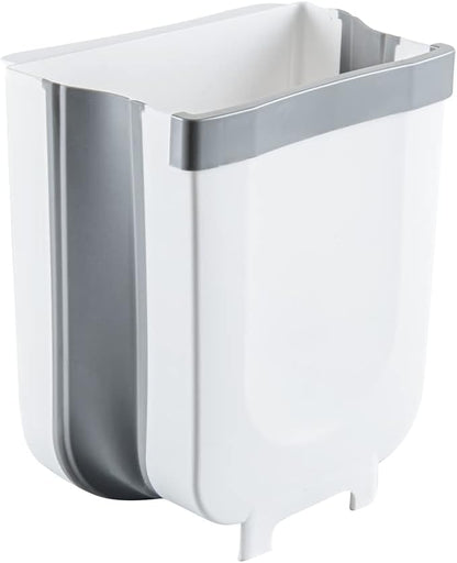 Restaurantware RW Base 11.4 x 10 x 7.1 Inch Foldable Trash Bin 1 Collapsible Garbage Can - Mountable U-Shaped Slot Gray Plastic Trash Can Detachable Retainer Plate With Fixed Feet