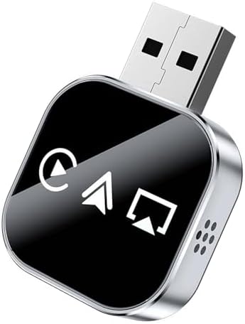 Wireless Carplay & Android Auto Adapter, Plug and Play, Compatible with Multiple Car Models (Silver)