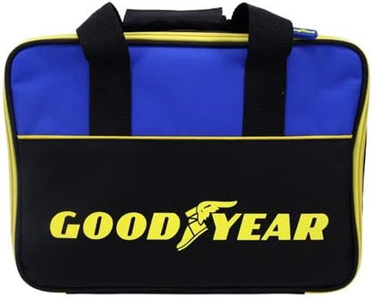 Goodyear GY5011 Safety and Storage Kit 2 in 1 Car Accessories for Women and Men, First Aid Roadside Assistance Kit with Jumper Cables, Emergency Power Bank, Tire Gauge, Warning Triangle, and Blanket