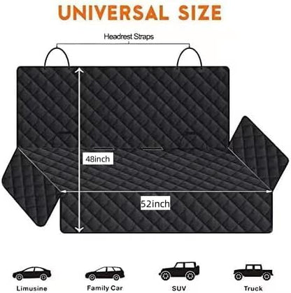 JSTHT Dog Car Seat Cover for Back Seat Waterproof Bench Seat Cover Protector Nonslip Durable Soft Pet Dog Back Seat Cover for Car, Truck, & SUV (Black)