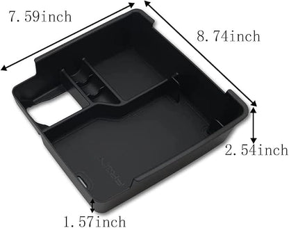 Muslogy for 2022+ Frontier Accessories Center Console Organizer Insert Tray Storage Box Armrest Organizer Compatible with Frontier 2022 2023 2024 2025 2026(Black Leather)