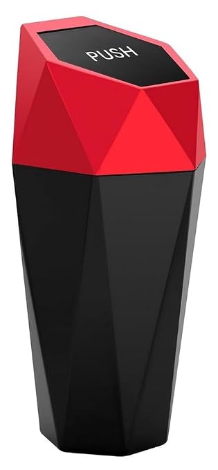 Ginsco Car Trash Can with Lid, Mini Car Garbage Can, Car Trash Bin Car Accessories for Interior, Leakproof Small Trash Cup for Car, Home, Bedroom Office (Red)