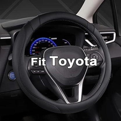 West Llama Customized Auto Car Steering Wheel Cover for Toyota Tundra Tacoma 4runner 15-15.5inches (Black-Large Size)