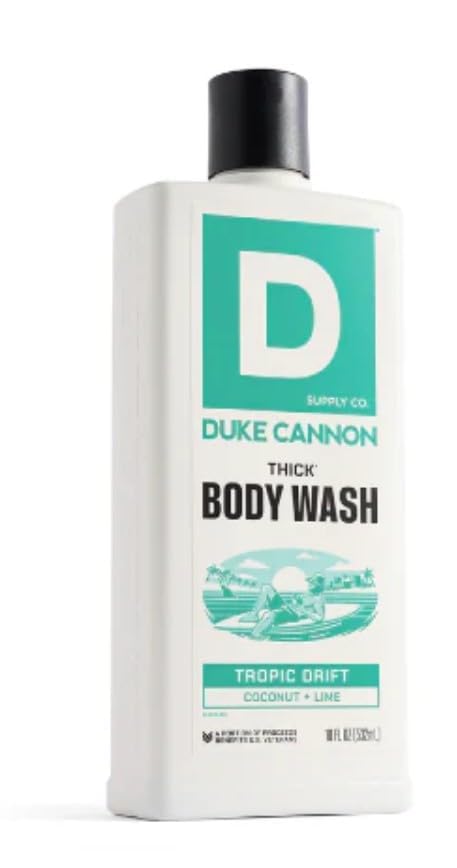 Duke Cannon Supply Co. THICK High Viscosity Body Wash for Men - 18 fl oz - Tropic Drift - Coconut + Lime Scent - Mineral-Enriched, Cleansing Shower Gel