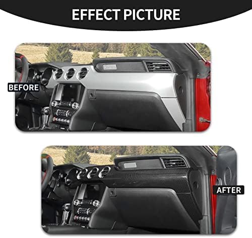 CheroCar for Mustang Center Console Dashboard Panel Trim Cover Kit Meter Frame Interior Decoration Accessories for Ford Mustang 2015-2022 (Carbon Fiber)