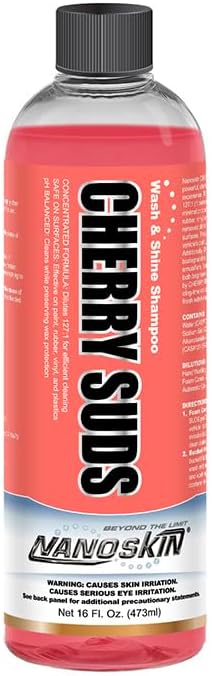 Nanoskin CHERRY SUDS Foaming Car Wash Shampoo 16 Oz. - Works with Foam Cannon, Foam Gun, Bucket Washes, Car Soap for Pressure Washer | Safe for Cars Trucks, Motorcycles, RVs & More | Cherry Scented