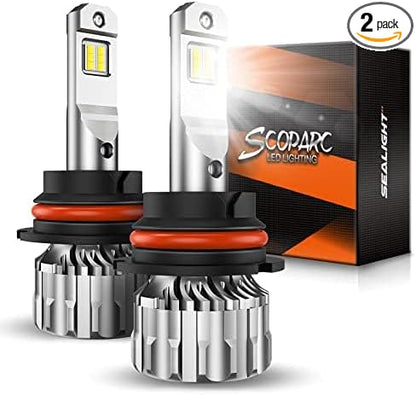 SEALIGHT 9004 Bulbs 38000LM Brighter, 6500K Xeon White S6 9004 Fog bulbs, 60000+ Ultra-long Life HB1 Dual Bulbs with Fan, 5 Min Plug-N-Play, Marker Light Assemblies, Pack of 2