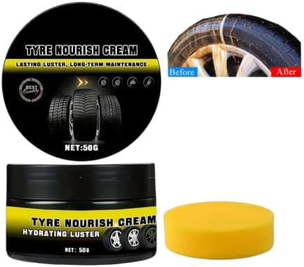 Tyre Nourish Cream, 2026 Car Tire Coating Paste, Powerful Wheel Cleaning Refurbish Wax, Long-Lasting Tire Shine Gel for for Wheel Protection, Restores Black Gloss (Black 1pcs Large)
