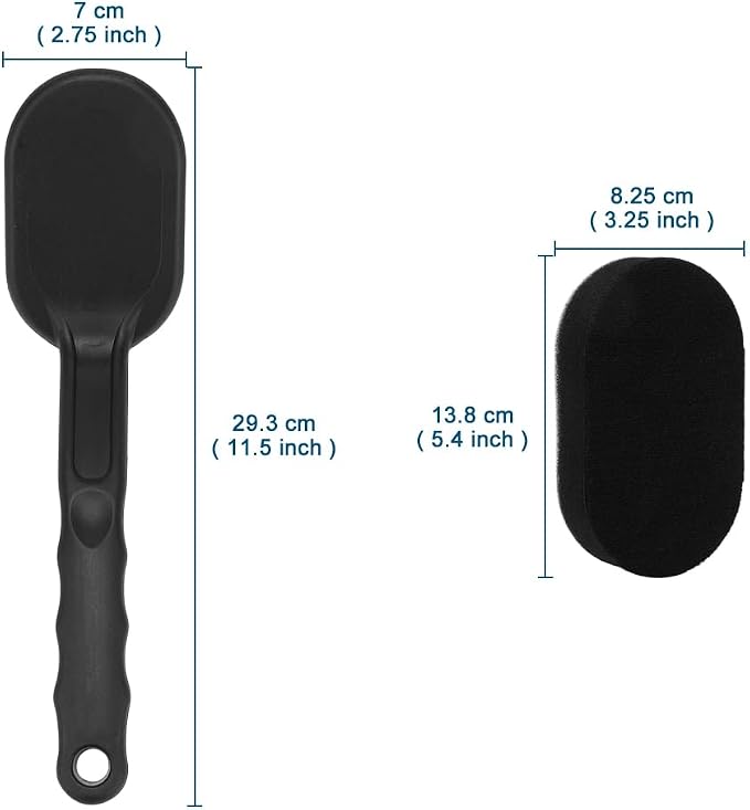 JSCARLIFE Tire Shine Applicator Brush, Detailing Tire Dressing Applicator Sponge Brush for Tire Shine, Multipurpose Curved Tire Detail Sponge with Handle