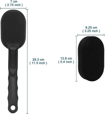 JSCARLIFE Tire Shine Applicator Brush, Detailing Tire Dressing Applicator Sponge Brush for Tire Shine, Multipurpose Curved Tire Detail Sponge with Handle