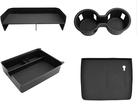 BIBIBO 4Pack for New 2026 Honda Pilot Center Console Organizer 2026 Pilot Console Armrest Tray+Cup Holder +Wireless Charging Mat +Central Divider Insert Organizer 2026 Honda Pilot Accessories