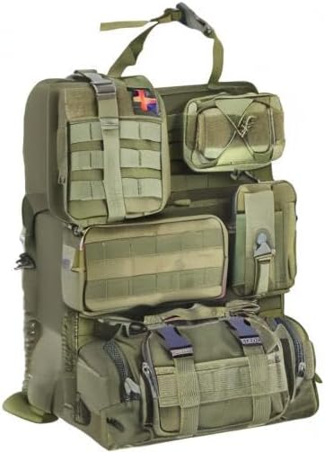 BXBXHD 6 Pack Tactical Truck Organizer Back Seat Storage Car Seat Storage Bag Molle Panels for vehicles, Car and SUV with Lots of Handy Compartments (Army green)