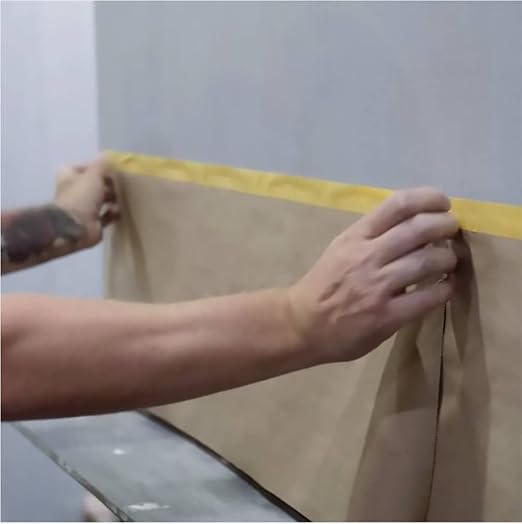 Masking Paper, Paint Masking Paper with Adhesive,20 Inch x 50 Feet Painters Paper Roll, Tape and Drape Painters Paper, for Auto Body Masking, Wall Covering and Paint Masking (20 inch x 50feet, 1)…