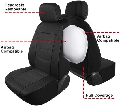 Pariiaotin 3D Air Mesh Car Seat Covers Front Sets Washable and Breathable Premium Cloth Automotive Vehicle Seat Covers for Cars Interior, Universal Fit for Most Cars, Sedan, Truck, SUV(Black)