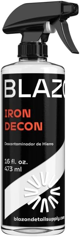 BLAZON Iron Decon - Heavy Duty Iron Remover & Wheel Cleaner, 2X Concentration for Rapid Removal of Iron Buildup, Brake Dust, and Rust Spots, Low Odor Formula - Citrus Scent - 16 Oz