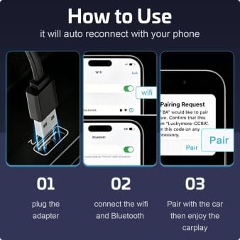 Wireless CarPlay Adapter, 2-in-1 Wireless CarPlay & Android Auto Dongle, 1-Click Multi-Device Switch, Fast Auto Reconnect, OTA Upgrade, USB‑C, for iOS 10+/Android 11+ & Factory Wired CarPlay Cars